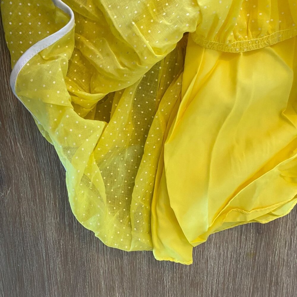 Vintage Miss Elliette Dress Sleeveless Maxi Micro Polka Dot Ruffle Hem Yellow 8 - Picture 15 of 16